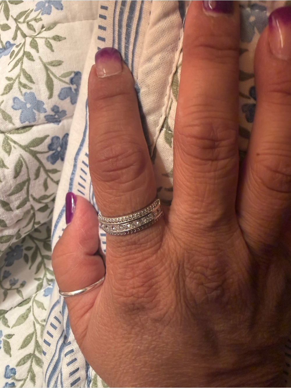 T.J.Maxx Silver Triple-Band Sparkle Ring